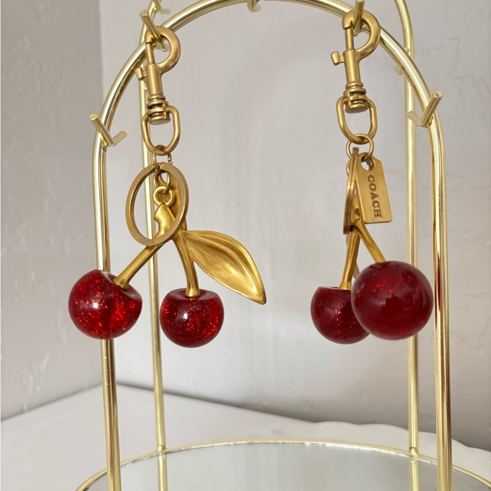 COACH Red and Gold Cherry Charm/ Key Chain